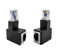 iYueMps Lot de 2 adaptateurs Ethernet RJ45 Cat5 Cat5e RJ45 mâle vers femelle coudé à 90 degrés vers le haut et vers le bas vers la prise réseau blindé