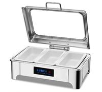 IYUESQ Ensemble Buffet Chafing Dish, marmite électrique chauffante à Couvercle Rabattable Visible, Grande capacité de 9 L, contrôle Intelligent de la température par LED, pour Mariages, f