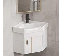 IYUESQ Meuble de Salle de Bain, lavabo d'angle Mural avec bac de Rangement, lavabo sur Pied avec évier en céramique (Couleur : Blanc, Taille : 43 cm/16,9 po)