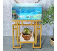 IYUESQ Support d'aquarium doré pour Plantes en Pot, étagères en métal Lourd pour Chambre à Coucher, Support d'aquarium sur Pied pour Coin Salon (50 x 30 cm)