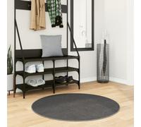 IZA Tapis à poils courts, style scandinave, anthracite, diamètre 100 cm, doux et moelleux, moderne, lavable en machine, avec dessous antidérapant, pour salon, chambre à coucher, couloir et bureau