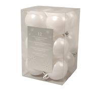 Izaneo - Lot de 12 boules de noel blanc hiver - Taille D 6 cm