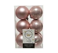 Izaneo - Lot de 12 Boules de Noel Rose Poudre