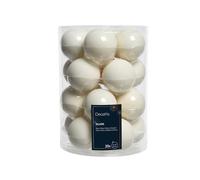 Izaneo - Lot de 20 boules de noel blanc laine
