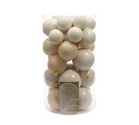 Izaneo - Lot de 30 boules de noel blanc laine