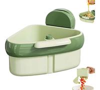 Izbdcy Curetoaway Suction Cup Sink Corner Rack, Food Waste Catcher for Sink, Kitchen Sink Strainer Basket with One-Press Bottom Release, Quickly Drop Collected Food Waste, No-Touch (Green)