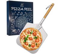 izdeel 12 in Pelle a Pizza avec, Spatule Pizza 31 cm x 33 cm - Pelle Pizza en Aluminium de Haute Qualité, Aluminium Anodisé Durable et Poignée en Bois Massif Naturel