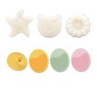 IZDUDO Cepillo de baño para bebé de 5 piezas, exfoliante de silicona, para costra láctea,lo cde masaje con esponja konjac, cepillo baño para el cuero cabelludo del bebé