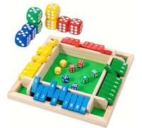 IZDUDO Shut The Box 4 Joueurs, Jeu de Table en Bois Classique, Jeux de Société Traditionnels pour Rassemblement de la Famille, Jouet de Dés pour Adultes et Enfant, Type A-1