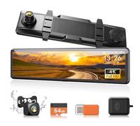 iZEEKER 4K Dashcam Voiture Avant Arrière, Caméra Rétroviseur 4K Écran Tactile, Carte SD 64GB, GPS, Écran 12", G-Capteur, Enregistrement Boucle, Assistance Parking, Mode Parking 24H, Vision Nocturne.