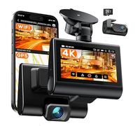 iZEEKER 4K WiFi Dashcam Voiture Avant Arrière GPS, Double caméra de Tableau de Bord 4K + 1080P pour Voitures avec Carte SD 32 Go, écran Tactile IPS 3'', WDR, Vision Nocturne, Mode statio
