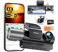 iZEEKER Caméra embarquée avant 4K 2160P avec carte 32 Go gratuite, vision nocturne avec enregistrement en boucle, capteur G, verrouillage automatique, mode stationnement, WDR 400