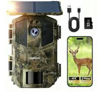 iZEEKER Solaire WiFi Caméra de Chasse, 4K 64MP Bluetooth Caméra de Chasse avec Vision Nocturne, 0,1s Temps de Déclenchement Activé par Mouvement, 5200mAh Batterie avec Carte Micro SD de 32GB