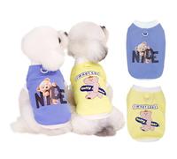 Izefia 2 Pièces Chemise pour Chien Vêtements Chiot T Shirt Respirant Ours Motif Chemise Cool Été Coton Gilet Chiot Chat
