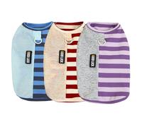 Izefia 3 Pièces Chien Chemises Vêtements Respirant Arc-en-Ciel Rayure Gaufre Cool Été Coton Débardeur Gilet T Shirt pour Petit Chien Chiot Chat