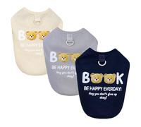 Izefia 3 Pièces Chien Chemises Vêtements Respirant Livre Ours Gaufré Motif Cool Été Coton Débardeur Gilet T Shirt pour Petit Chiot Chat