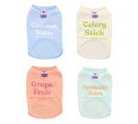 Izefia 4 Pièces Chemise pour Chien Vêtements Chiot T Shirt Respirant Élégant Chemise Cool Été Coton Gilet Chiot Chat