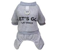 Izefia Chien Sweatshirt Hoodies Vêtements Vêtement Allons 4 Pattes Jumpsuit Polaire Pull sans Capuche Hiver Chaud Coton Crewneck Hoodie pour Petit Chien Moyen Chat