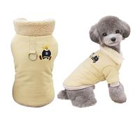 Izefia Manteau de Chien Temps Froid Coupe - Vent Veste Polaire Chaud Chandail Hiver Vêtements Épais col Fourrure Ours Imprimé Petit Chien Manteau Moyen Chat