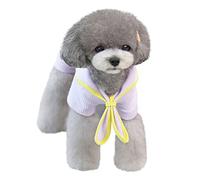 Izefia Pull pour Chien - Automne et Hiver - Chaud - 4 Jambes - Combinaison Pyjama avec Ruban - Pull Simple pour Chien de Petite Taille - Violet - Taille XXL