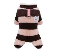 Izefia Pull pour Chien Polaire Hiver Chaud à Quatre Pattes Body Pantalons Pyjama pour Chiot Rainbow Stripe Pull Moyen Chien Chat