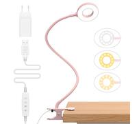 iZELL 10W Lampe de Bureau à Pince avec Chargeur USB[3 Modes d’Éclairage &10 Niveaux de Luminosité] Flexible à 360°Lampe Lecture Clipsable, 70CM Lampe Bureau Led pour Maison/Bureau