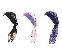 iZEN Lot de 3 turbans chimiothérapie, foulard pour femme contre le cancer, couvre-chef, couvre-chef, chimiothérapie, chapeau pour femme, Lot de 3 déesses, Adjustable Chemo Turban for Women