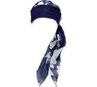 iZEN - Turban chimio pour femme - Foulard pour le cancer - Couvre-chef pour la chimiothérapie, bleu/fleur, Adjustable Chemo Turban for Women