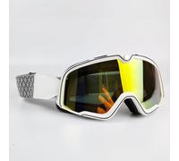 IZHAOGJING Lunette Moto Cross, Masque Moto Cross Lunettes De Moto Rétro, Motocross, Scooter, ATV, Ski, Anti-UV, Café Racer, Chopper, Cyclisme, Course(White-Red)
