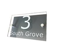 IZHAOGJING Numero de Maison Exterieur,Numero Maison Personnalisez la Plaque de Signe de numéro de Maison Moderne Contemporain Gris Acrylique Clair(20x14cm)