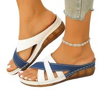 IZHAOGJING Sandales Femme Été Confortable, Women Sandals Sandales d'été for femmes, chaussures d'été à couleurs variées, sandales à talons, pantoufles décontractées et élégantes(Blue,42)