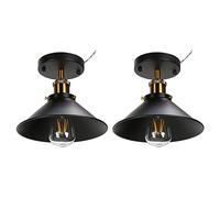 IZHIUTP Éclairage Suspendu Suspendu de Grange Vintage de Style Ferme, Suspension Industrielle, Suspension, plafonnier E27 plafonnier Industriel en Fer forgé Noir