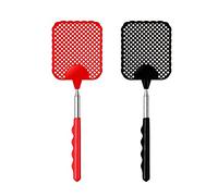 iZhuoKe Tapette à Mouches Extensible[2 Pièces], Poignée Télescopique Durable et Robuste,Léger et de,Antiparasitaire Manuelle(Noir&Rouge)