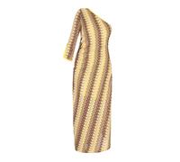 IZIA Robe d’été marron / jaune clair / rose clair / blanc, Taille 34