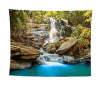izielad Cascade Forêt Arbres Montagne Tenture Murale Tapisserie Couvre-lit Couverture de lit Décor Mural 73X95CM 28.7X37.4IN