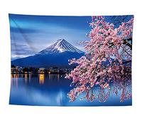 izielad Décor Mont Fuji Fleur de Cerisier Paysage Mur Art Tenture Murale Tapisserie pour Chambre Salon Décor À La Maison 130X150CM 51X59IN
