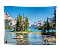 izielad Lac Montagne Arbres Forêt Tapisserie Tenture Murale pour Dortoir Décoration de la Maison Salon Chambre 100X150CM 39.3X59IN