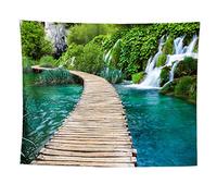 izielad Nature Tapisserie Lac idyllique avec Parc de Cascades Paysage d'été Grand Mur Suspendu pour Chambre Salon Dortoir 180X230CM 70.8X90.5IN
