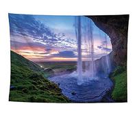 izielad Tenture Murale Rocky Waterfall Nature Tissu Tapisserie Décor pour Dortoir Salon Chambre 73X95CM 28.7X37.4IN