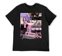 IZIWDORW Blackpink Fitted Stretch T-shirt à manches courtes pour homme et femme, Noir , S