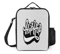 IZIWDORW Boîtes à déjeuner vintage Hip Hop de grande capacité, sac fourre-tout isotherme, sans BPA, matériau de qualité alimentaire avec poignées confortables (26,5 x 20 x 11,5 cm)