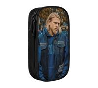 IZIWDORW Charlie Hunnam Trousse à crayons pour utilisateurs minimalistes - Profil fin avec 2 poches zippées et passants pour stylo (étanche)