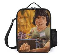 IZIWDORW Jackie Chan Boîtes à déjeuner avec porte-boisson séparé, base résistante à la chaleur et coutures renforcées, idéales pour les trajets quotidiens