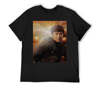 IZIWDORW Jackie Chan - Coton bio naturel et écologique - Manches courtes - Peau sensible, Noir , S