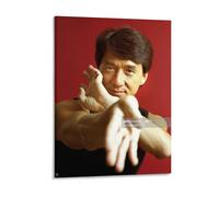 IZIWDORW Jackie Chan Impression sur toile aux couleurs vives dans cadre pour décoration d'intérieur, bureau, salon