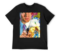 IZIWDORW Jackie Chan T-shirt à manches courtes en coton délavé à l'acide pour tenues rétro, Noir , L