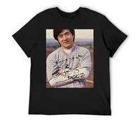 IZIWDORW Jackie Chan T-shirt classique en coton blanc intemporel à manches courtes et col rond essentiel pour tous, Noir , S