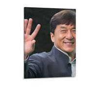 IZIWDORW Jackie Chan Toile murale encadrée élégante pour appartement urbain Aspect moderne minimaliste