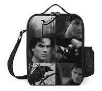 IZIWDORW Team Damon Salvatore Boîtes à déjeuner avec porte-boisson séparé, base résistante à la chaleur et coutures renforcées, idéales pour les trajets quotidiens