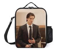 IZIWDORW Team Damon Salvatore Boîtes à déjeuner avec porte-boisson séparé, base résistante à la chaleur et coutures renforcées, idéales pour les trajets quotidiens